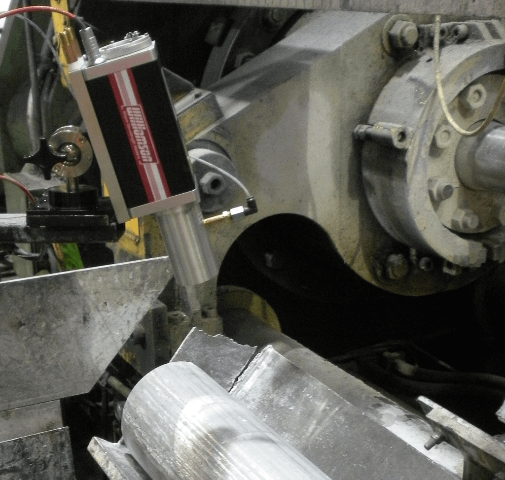 Pyrometer-Extrusion-Billet-Temperature Williamson pyrometer aimed at aluminum extrusion billet